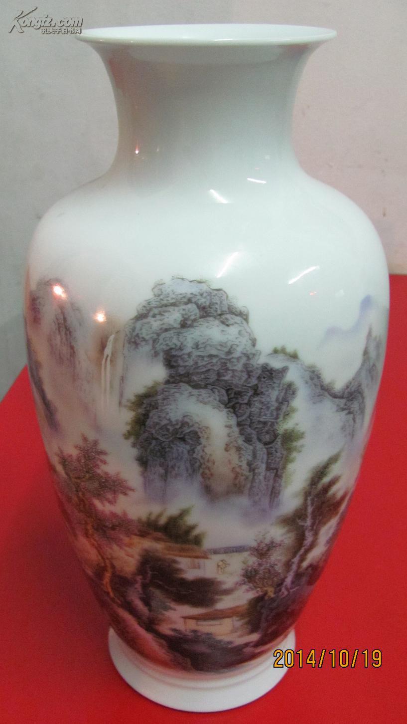 江南春色·瓷瓶·景德镇陶瓷艺术名人名作·金宇铭甲午年山水作品