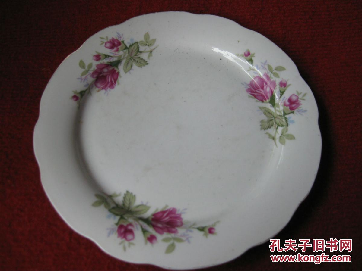 怀旧收藏七八十年代陶瓷盘子碟子花朵边图案海城产保老保真