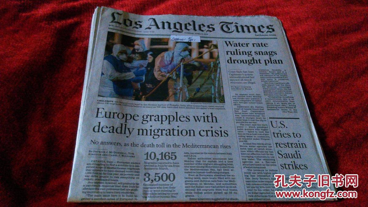 los angeles times 洛杉矶时报 2015/04/21 星期二 原版报纸