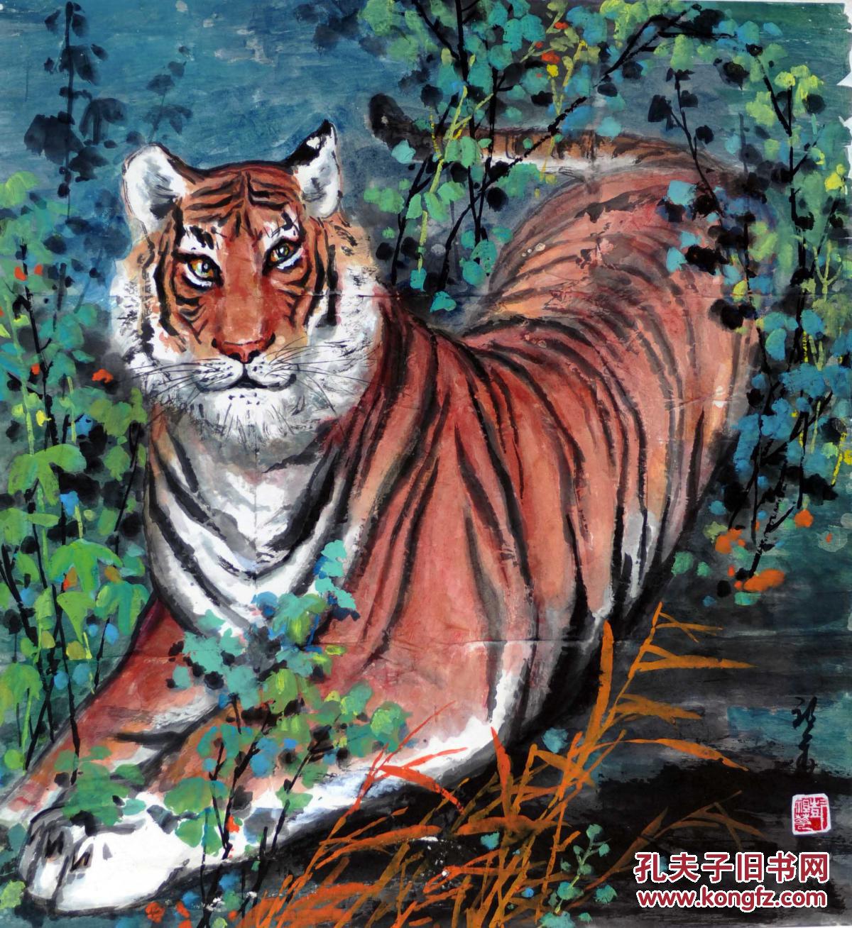 彭祖华 卧山虎 68×68cm