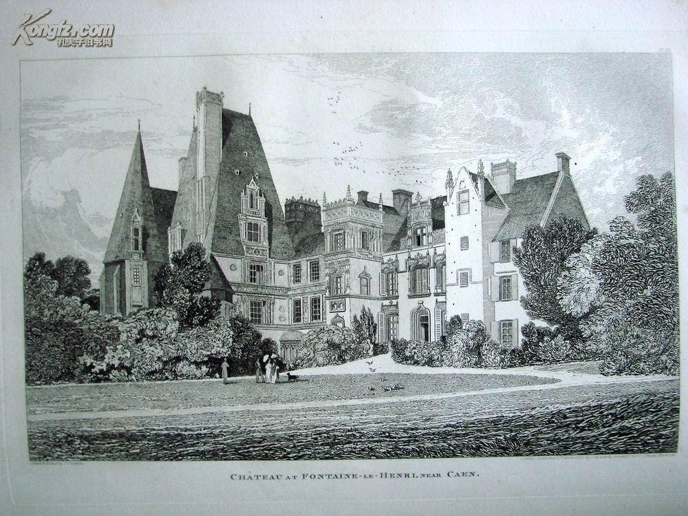 【巨幅版画集】1822年1版《诺曼底古典建筑》(2卷全)——100幅(已毁的