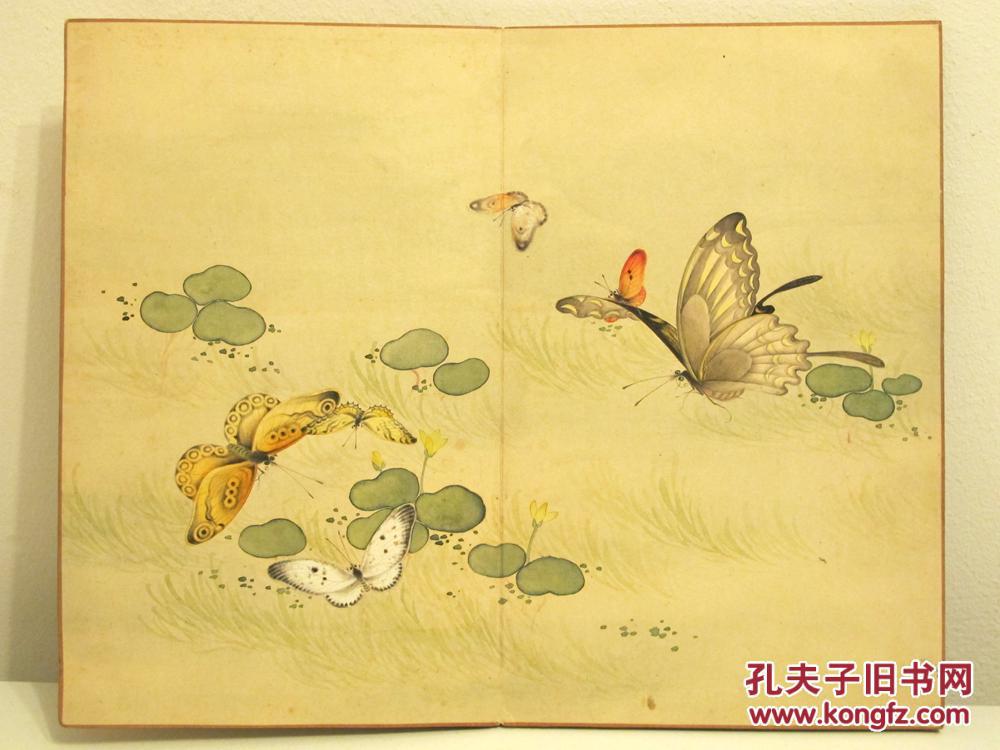 罕见臣字款孤品清代工笔画名家汪承霈1805蝴蝶册页八幅外加泥金小楷录