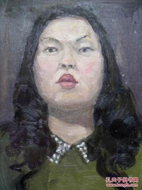 手绘布面油画:无款中年女子头像2(已绷框)