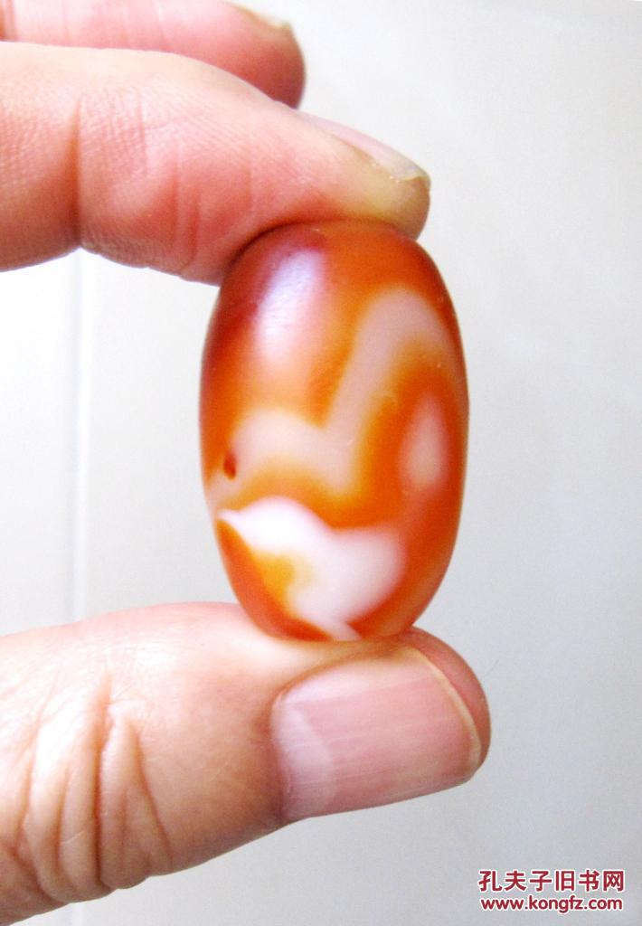 天然奇石像形图案缠丝玛瑙珠子鼓珠挂件div配件饰品收藏品:红脯