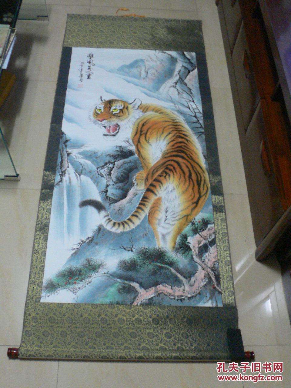 谭乐丹工笔画猛虎