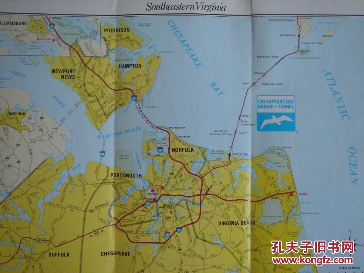 【旧地图】切萨皮克湾大桥导游地图 大8开