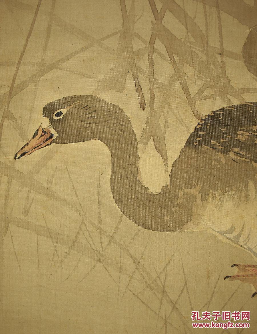 荷塘休憩图 挂轴 日本明治-大正期四条派画家 今尾景年,付箱