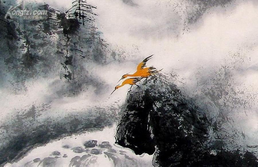 飞流引鹤.势如破竹.》,四尺:136*68厘米》,尺寸:141*71厘米