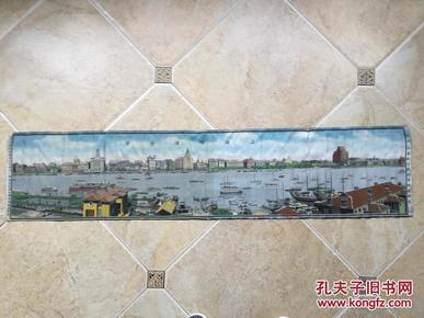 4148 杭州上海启文美术丝织厂织造《 上海黄浦全景 》 民国产物 稀少见