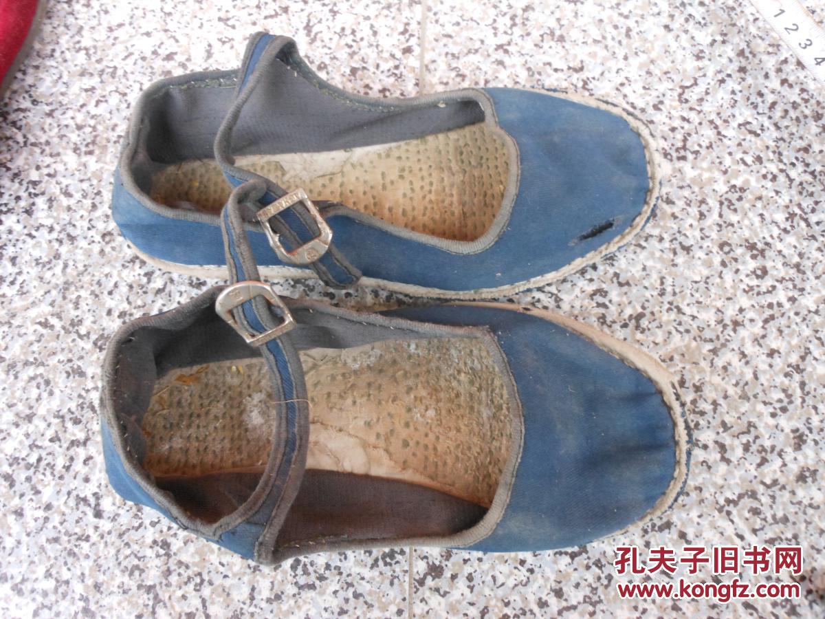 旧鞋女布鞋;女士一带鞋纯布鞋布底布面蓝色24厘米38码{黄土高原婆姨