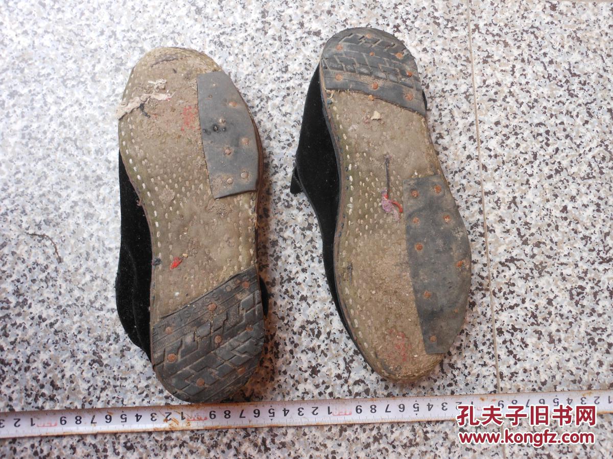 旧鞋女布鞋;女式一带鞋纯布鞋布底平绒黑色25厘米40码{黄土高原婆姨