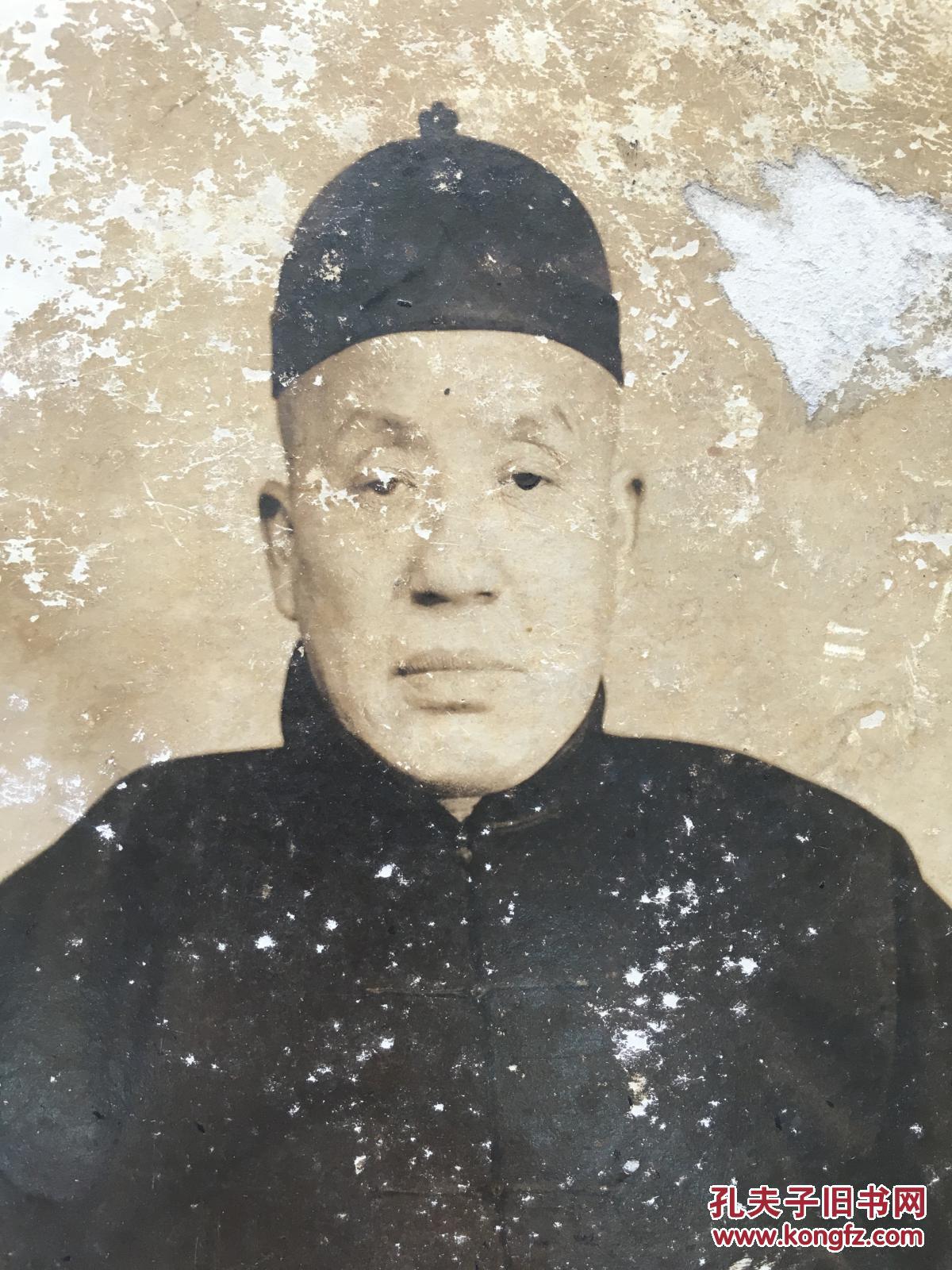 民国老照片穿长衫的三兄弟北平大陆摄影戴瓜皮帽的长者老相片卡纸