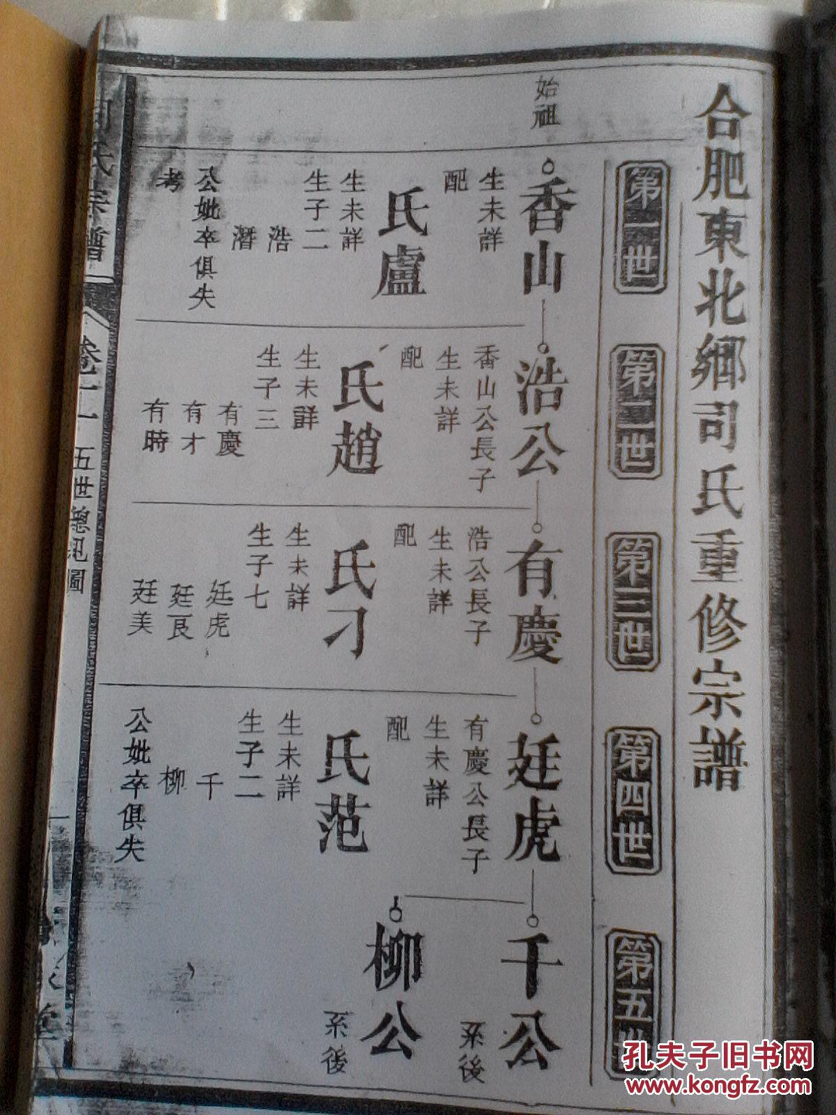 家谱---司马宗谱【宝禄堂】合肥 香山公支 16开 146页 民国六年版