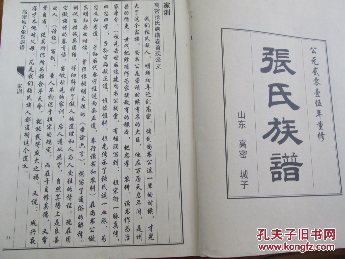 山东高密城子张氏族谱