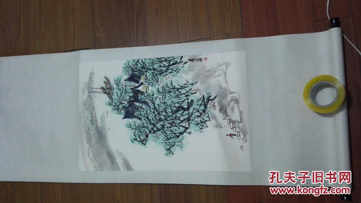 著名画家墨翁原名吴墨林精品国画一幅立轴原装原裱绫子精裱45cmx60cm
