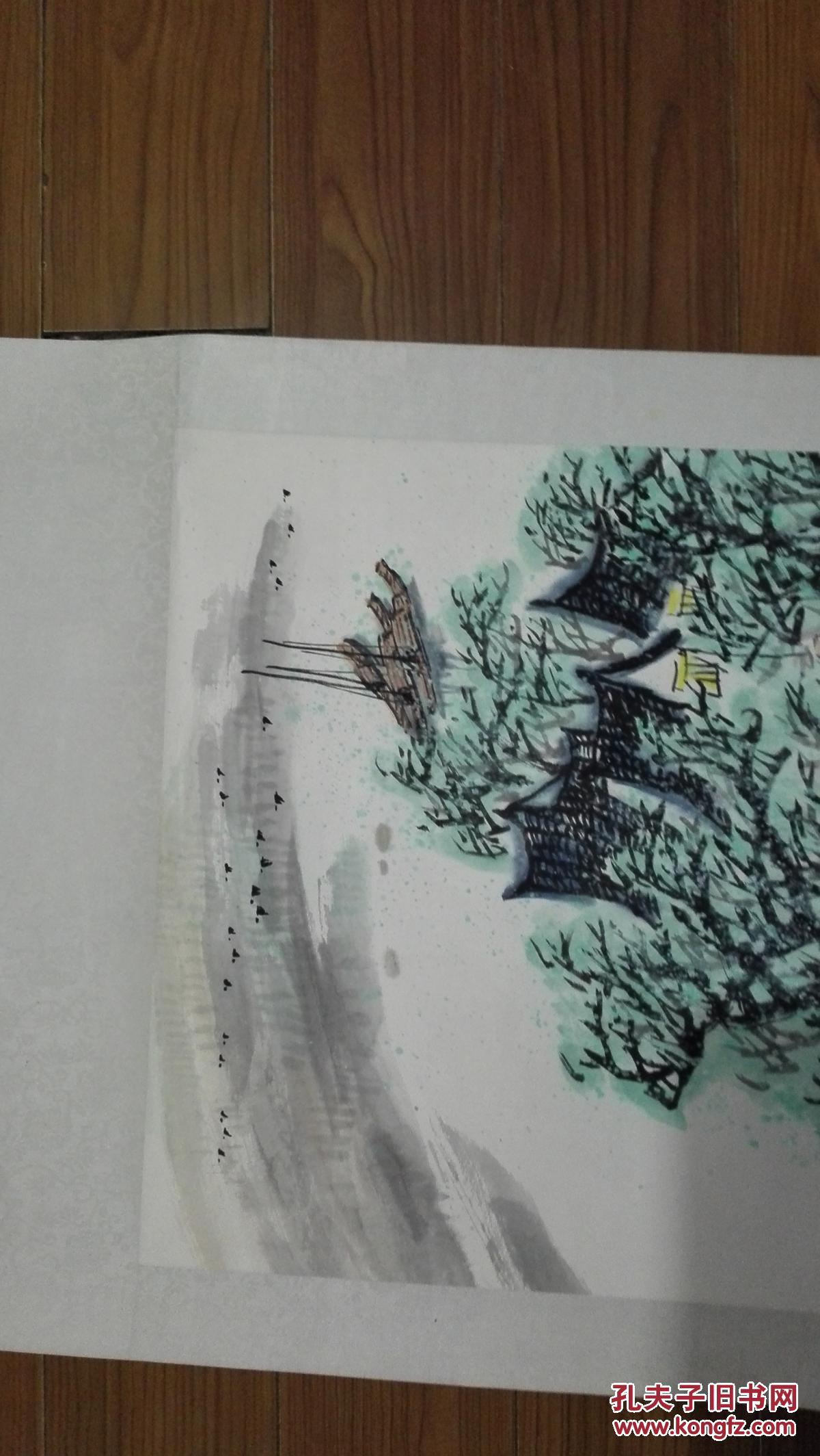 著名画家墨翁原名吴墨林精品国画一幅立轴原装原裱绫子精裱45cmx60cm