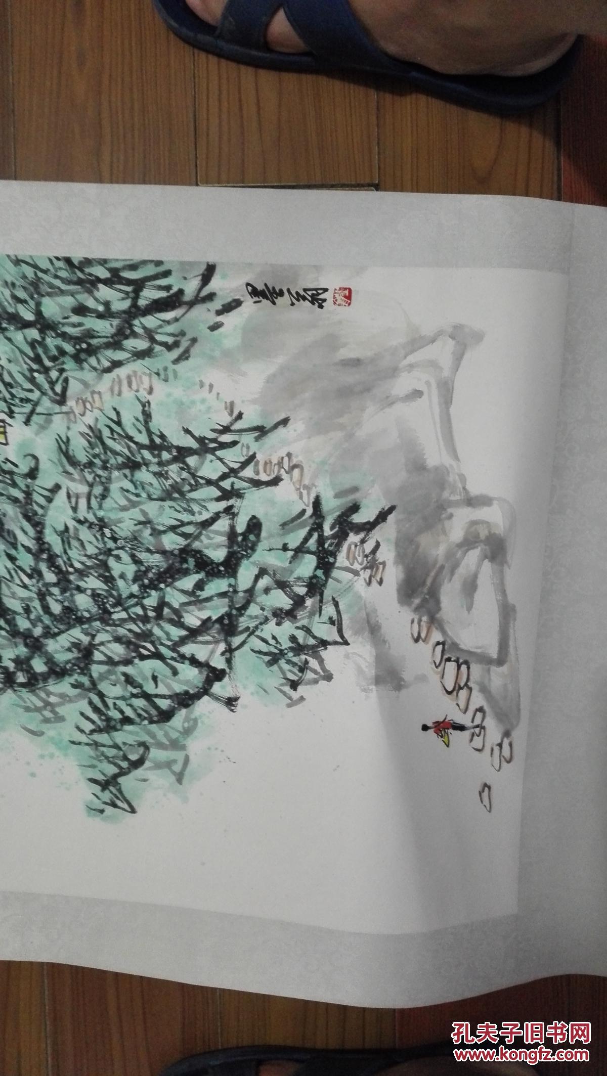 著名画家墨翁原名吴墨林精品国画一幅立轴原装原裱绫子精裱45cmx60cm