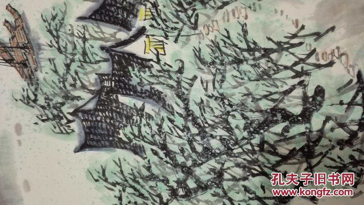 著名画家墨翁原名吴墨林精品国画一幅立轴原装原裱绫子精裱45cmx60cm