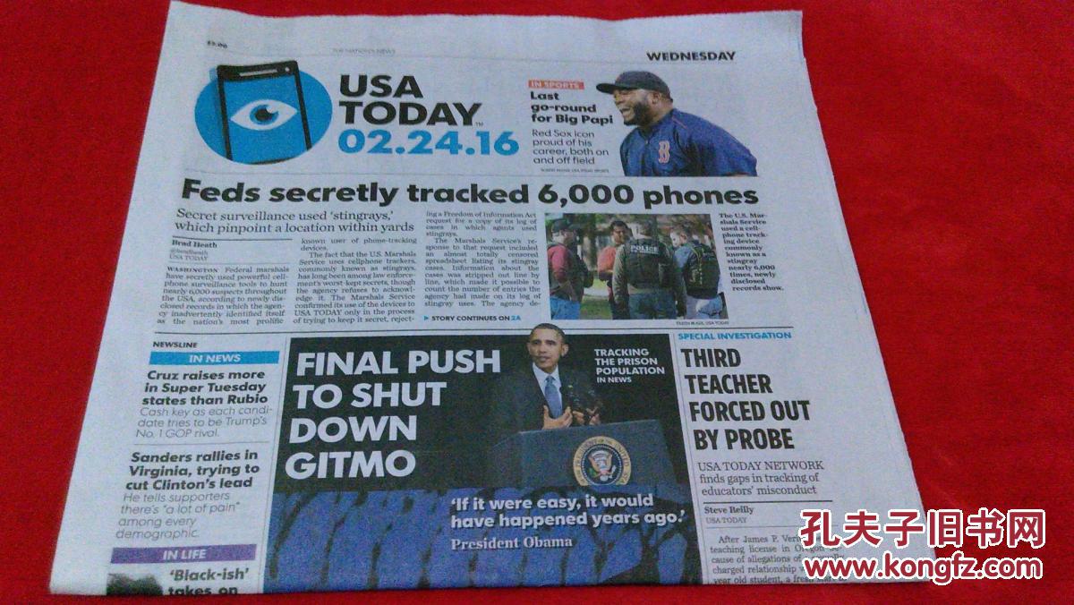 usa today 今日美国 2016/02/24 外文原版过期报纸学习参考资料