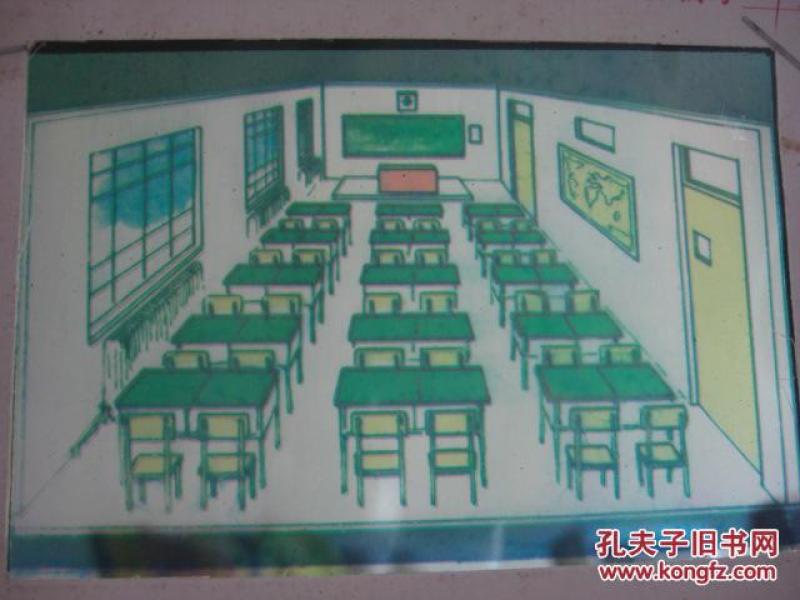 幻灯片看教室立体平面图80年代彩色的