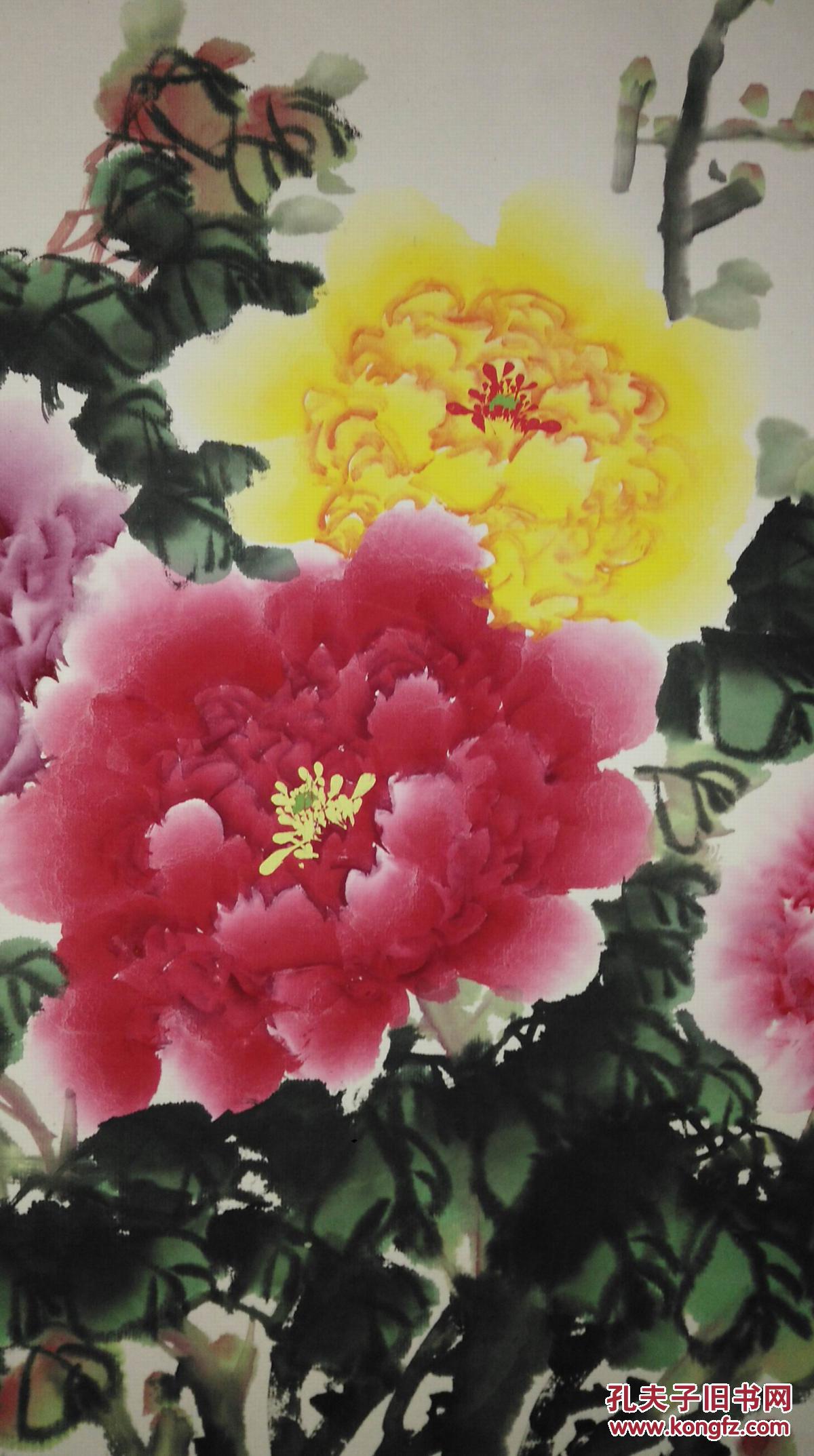 手绘真迹国画春华花开富贵镜心