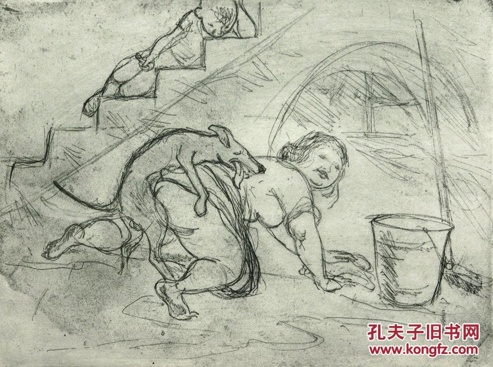 匈牙利艺术家marcel vertes (1895 - 1961)情色蚀刻版画,签名,28,3 x