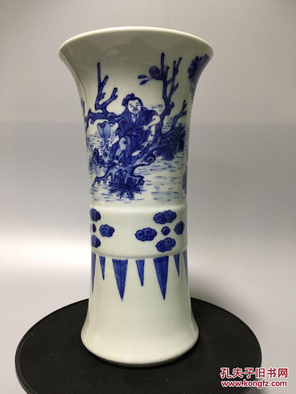 明崇祯青花仙人乘槎花觚