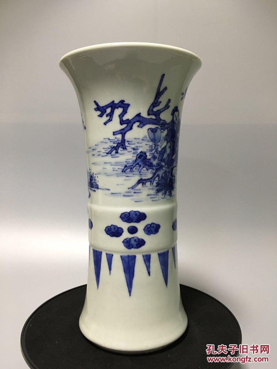 明崇祯青花仙人乘槎花觚