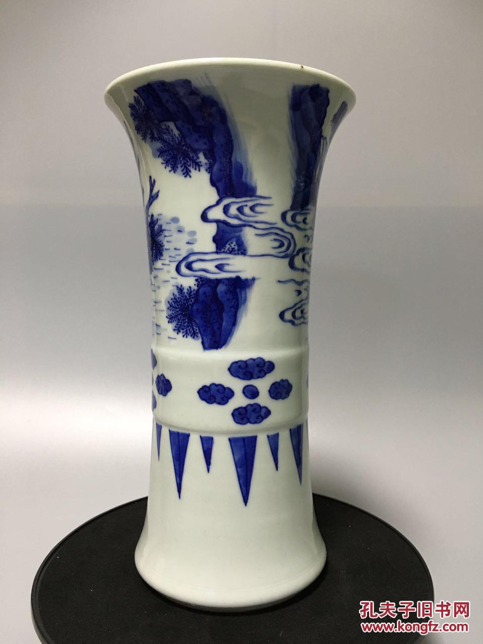 明崇祯青花仙人乘槎花觚