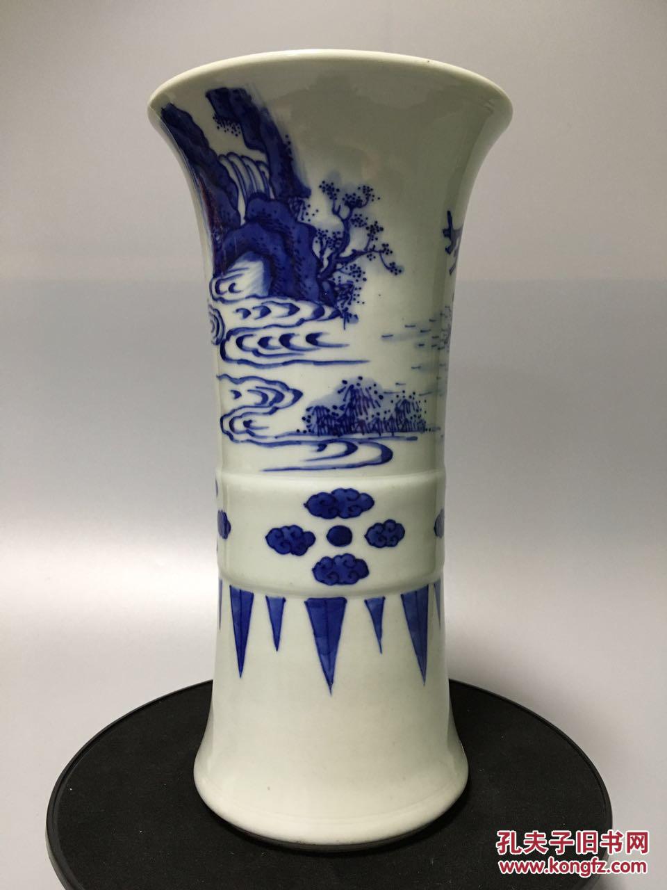 明崇祯青花仙人乘槎花觚