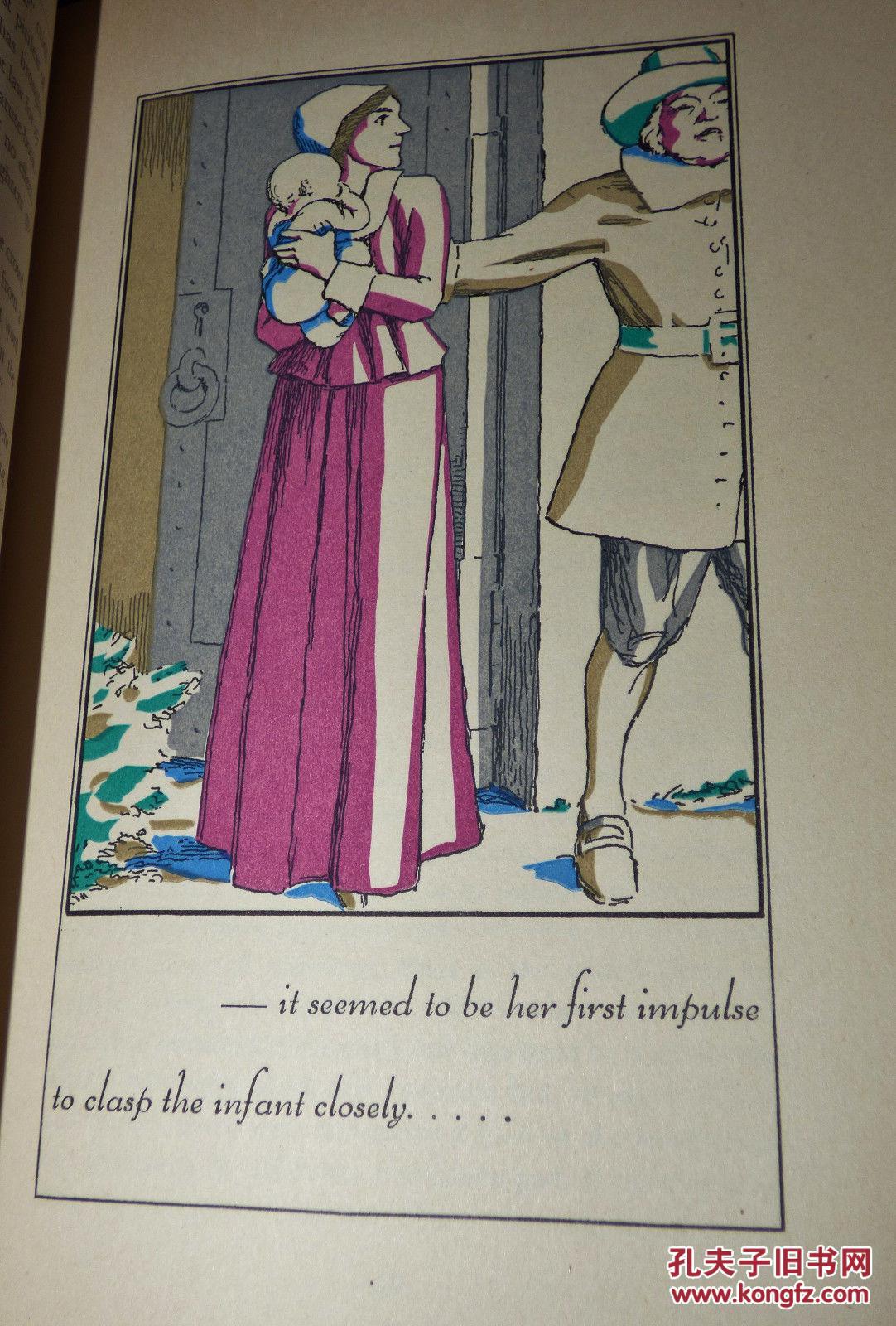 霍桑著作《红字》彩色木刻版画插图,1935年文物出版,精装24开