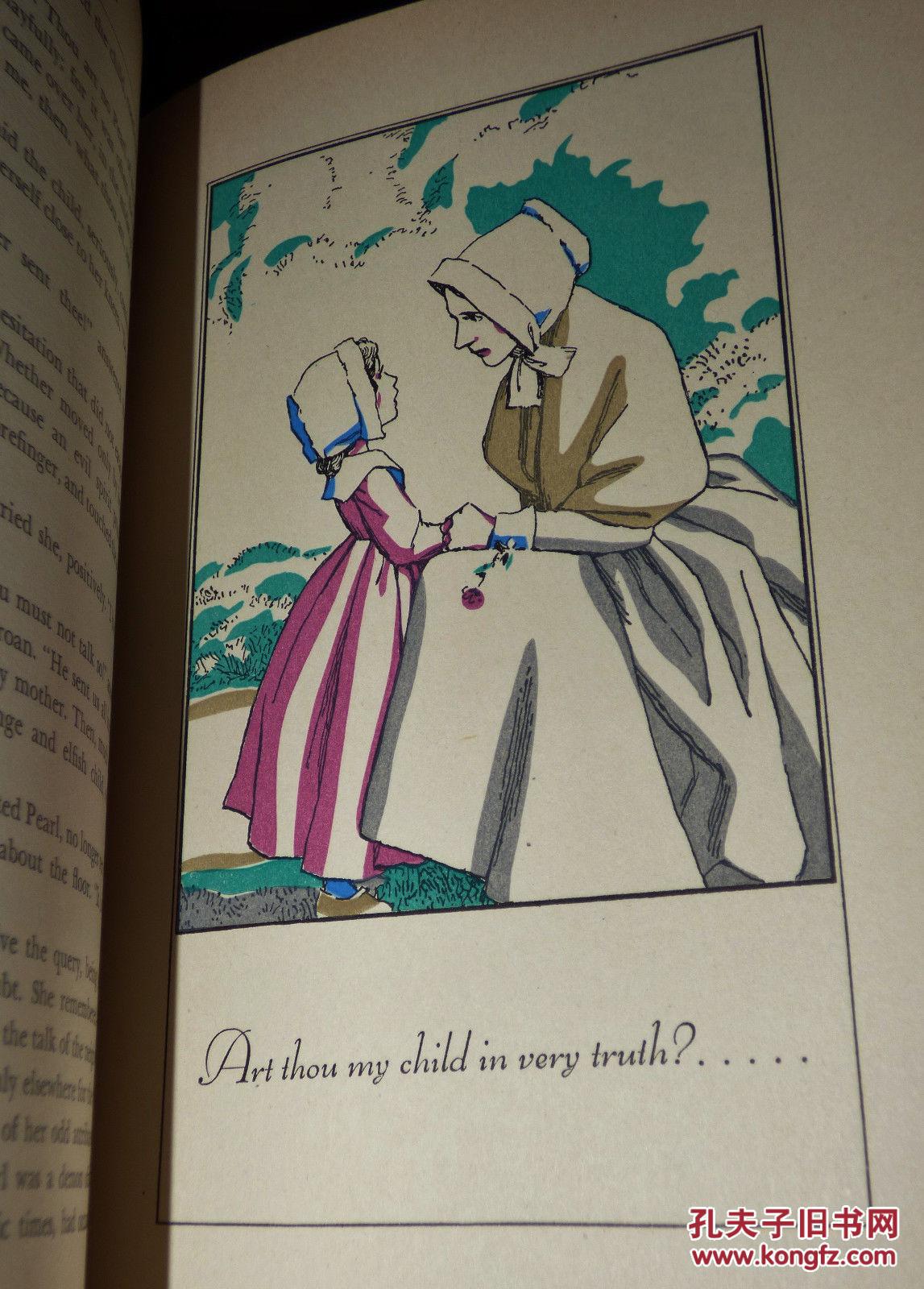 霍桑著作《红字》彩色木刻版画插图,1935年文物出版,精装24开
