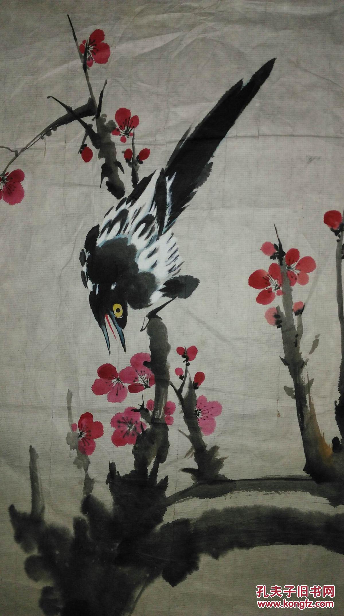 手绘真迹国画:崔安泉《喜上眉梢》