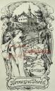 德国艺术家“Erich Heermann ”线刻人体藏书票—《乡间小路边的女人》1924