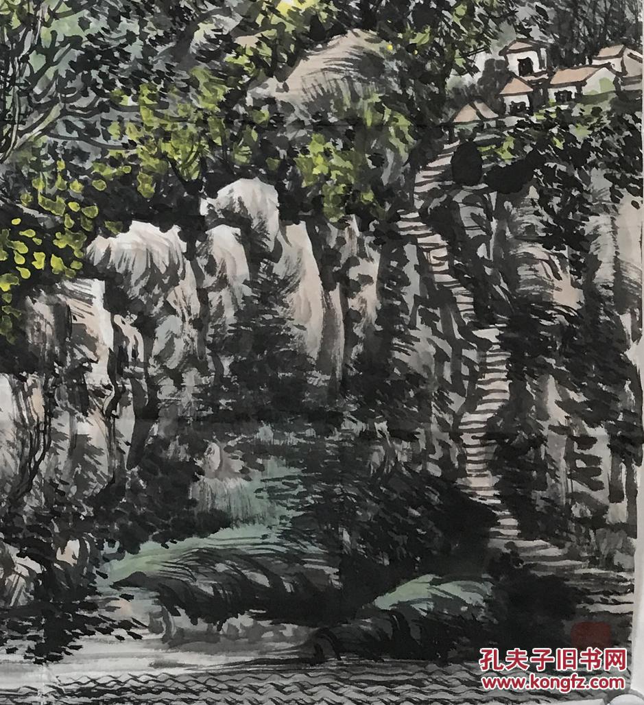 中国书法家协会会员,兰州市书法家协会理事石泉 山水画斗方12《高山仰