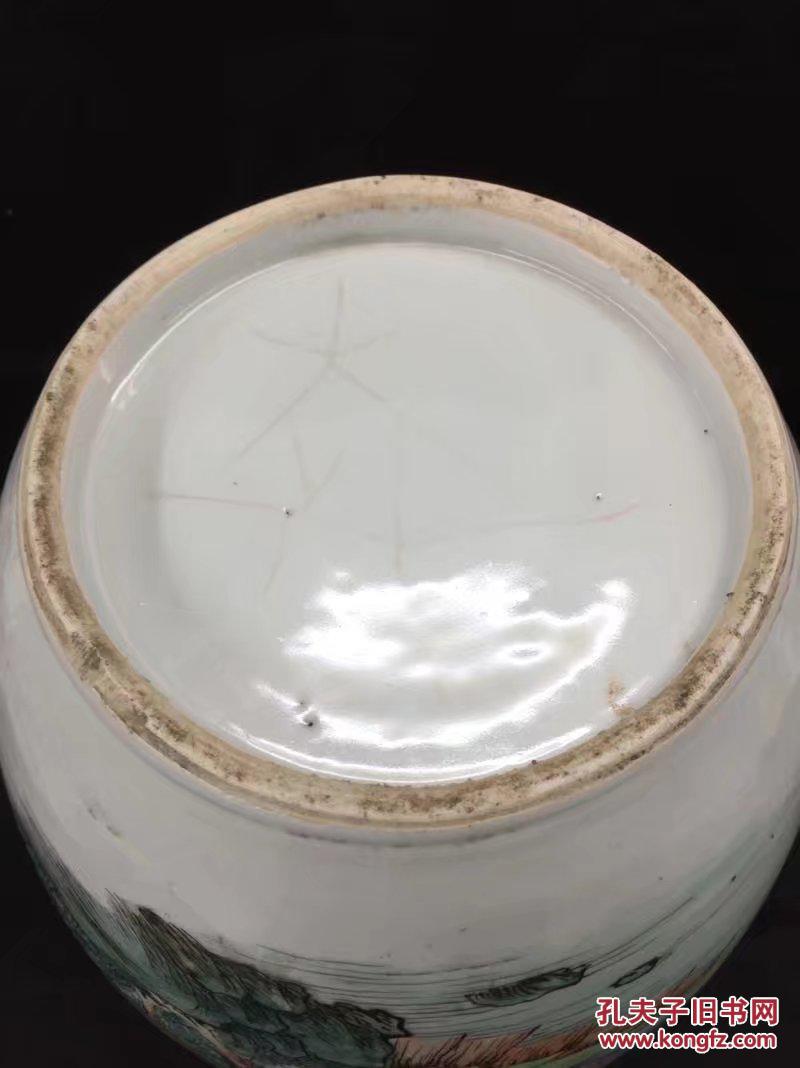 碧水青山畅怡然民国名家谢海如伴月轩精品诗画罐画风细路淡雅书法古致