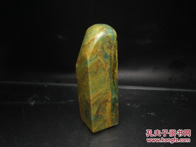 青田石山炮绿翡翠绿印章 品好无裂 色彩浓郁 石性稳定