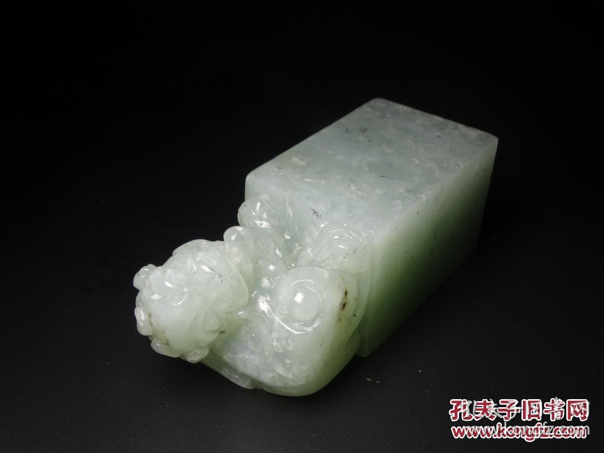 寿山石坑头结晶天蓝冻石【瑞兽】钮印章 罕见珍品 惊现孔网 寓意枷殚