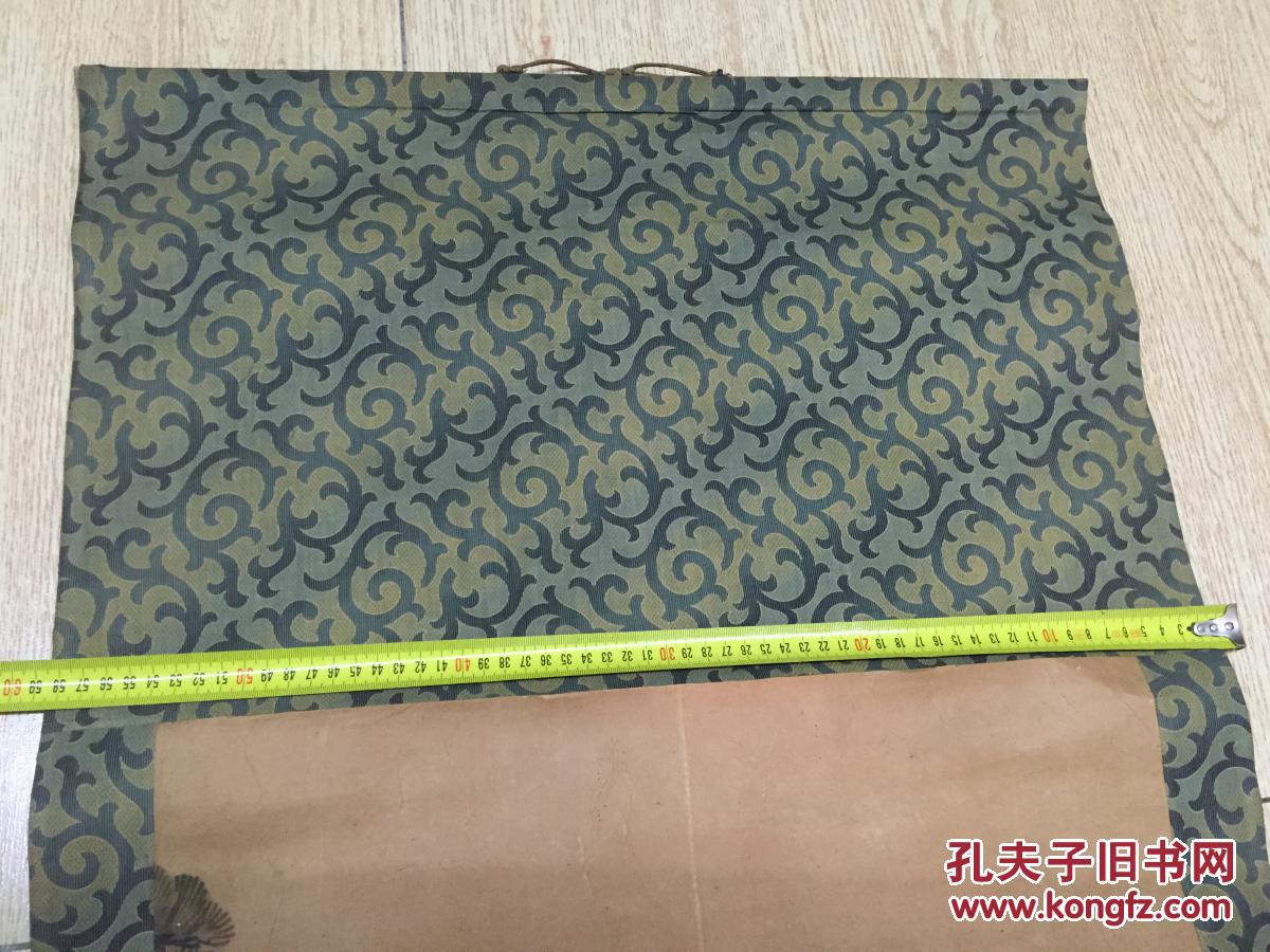 孔网唯一===大尺寸老画《松鹤延年》装裱立轴一幅,手绘画,绫布装裱