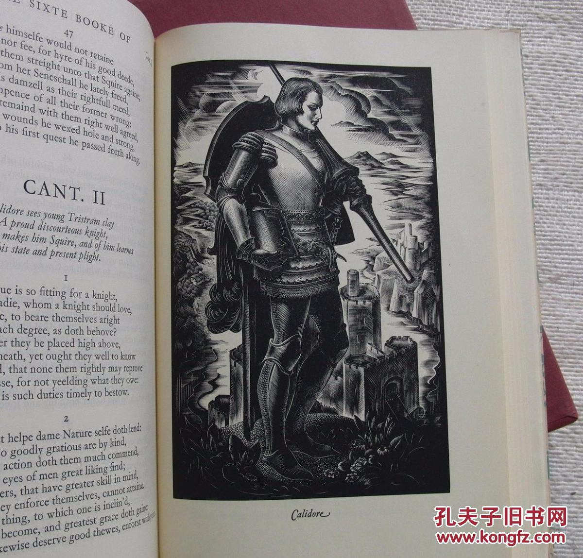 稀少版,斯宾塞著《仙后》艾格尼丝由米勒·帕克精美原创木刻版画,1953