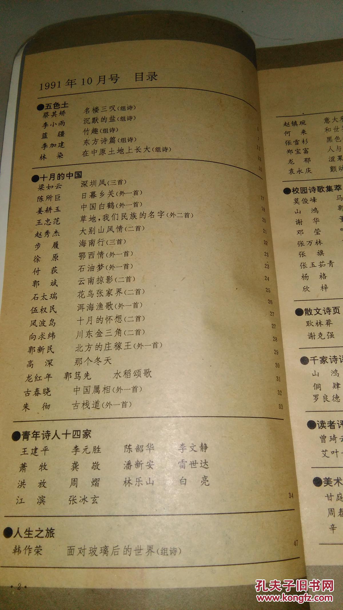 星星诗刊1991年10月号,总第191期