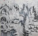 著名山水画家国家一级美术师周老师纯手绘四尺冰雪山水条屏