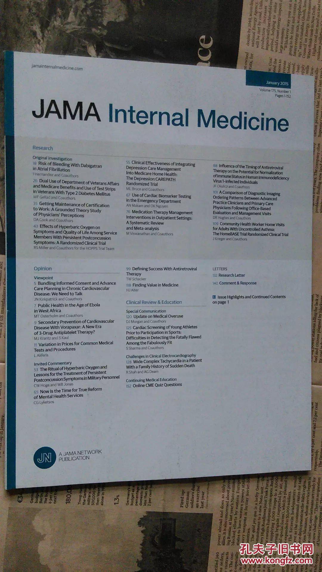 jamainternalmedicine201501美国医学会杂志内科