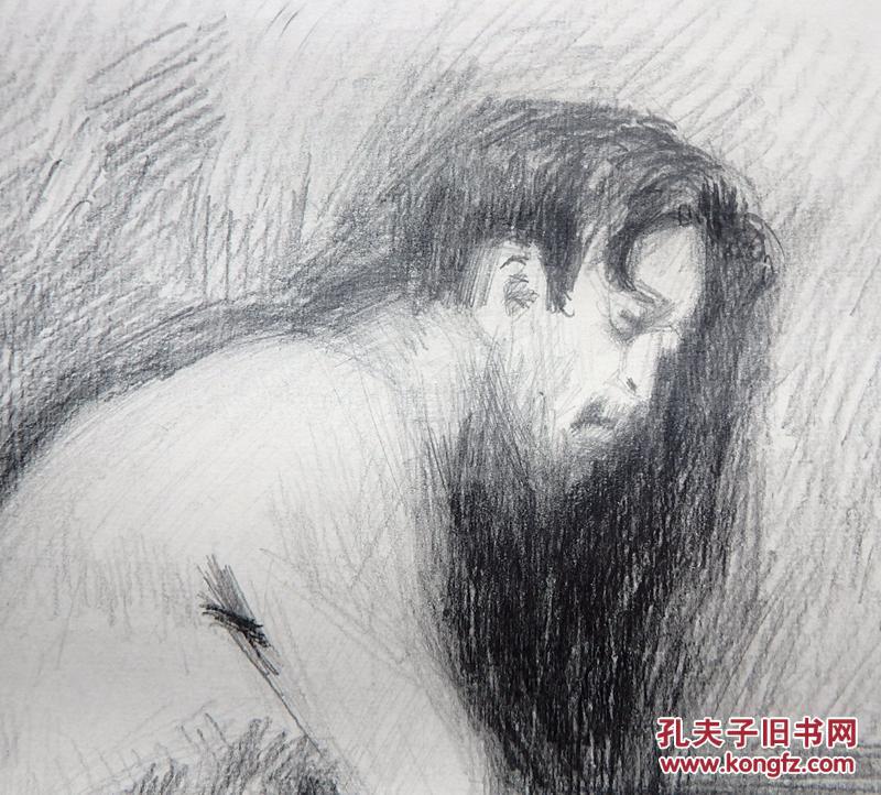 郑州美院侧身坐着的男人人体素描手稿画稿
