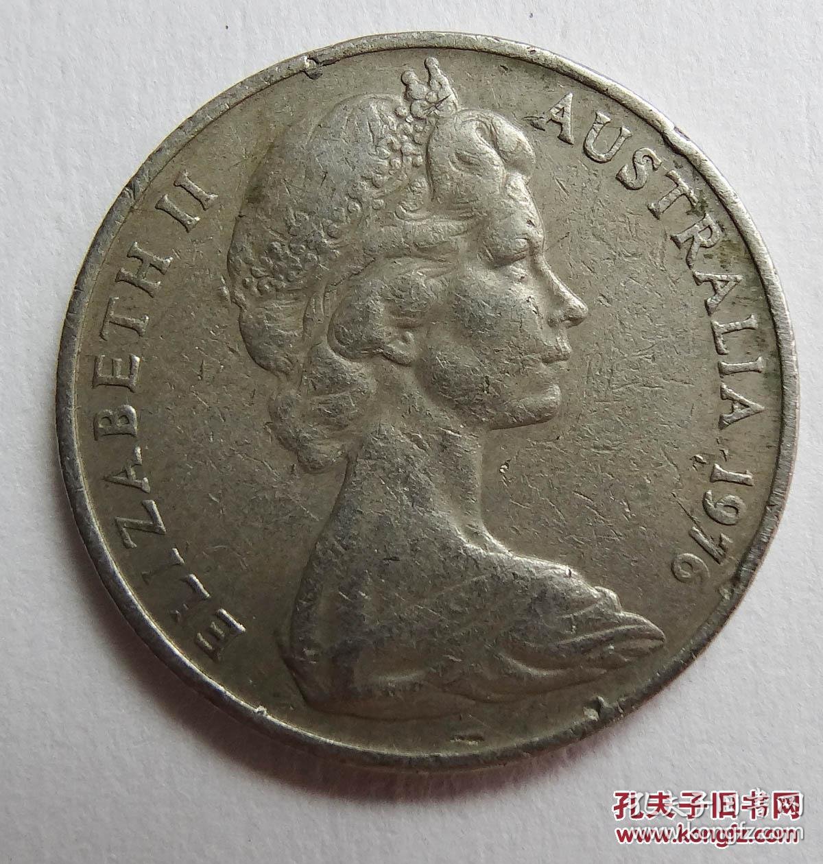 澳大利亚20澳分硬币鸭嘴兽1976稀少