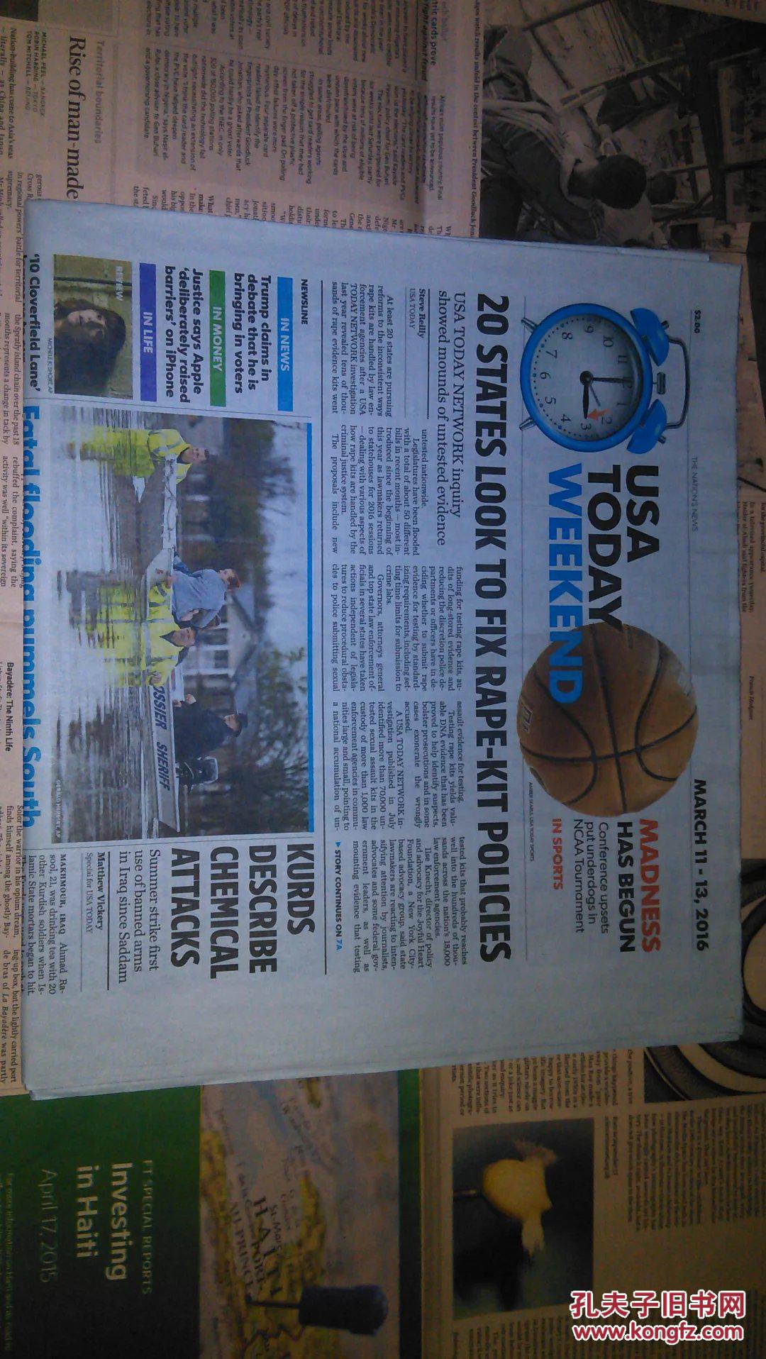 usatodayholiday今日美国周末版2016031113外文原版过期报纸学习资料