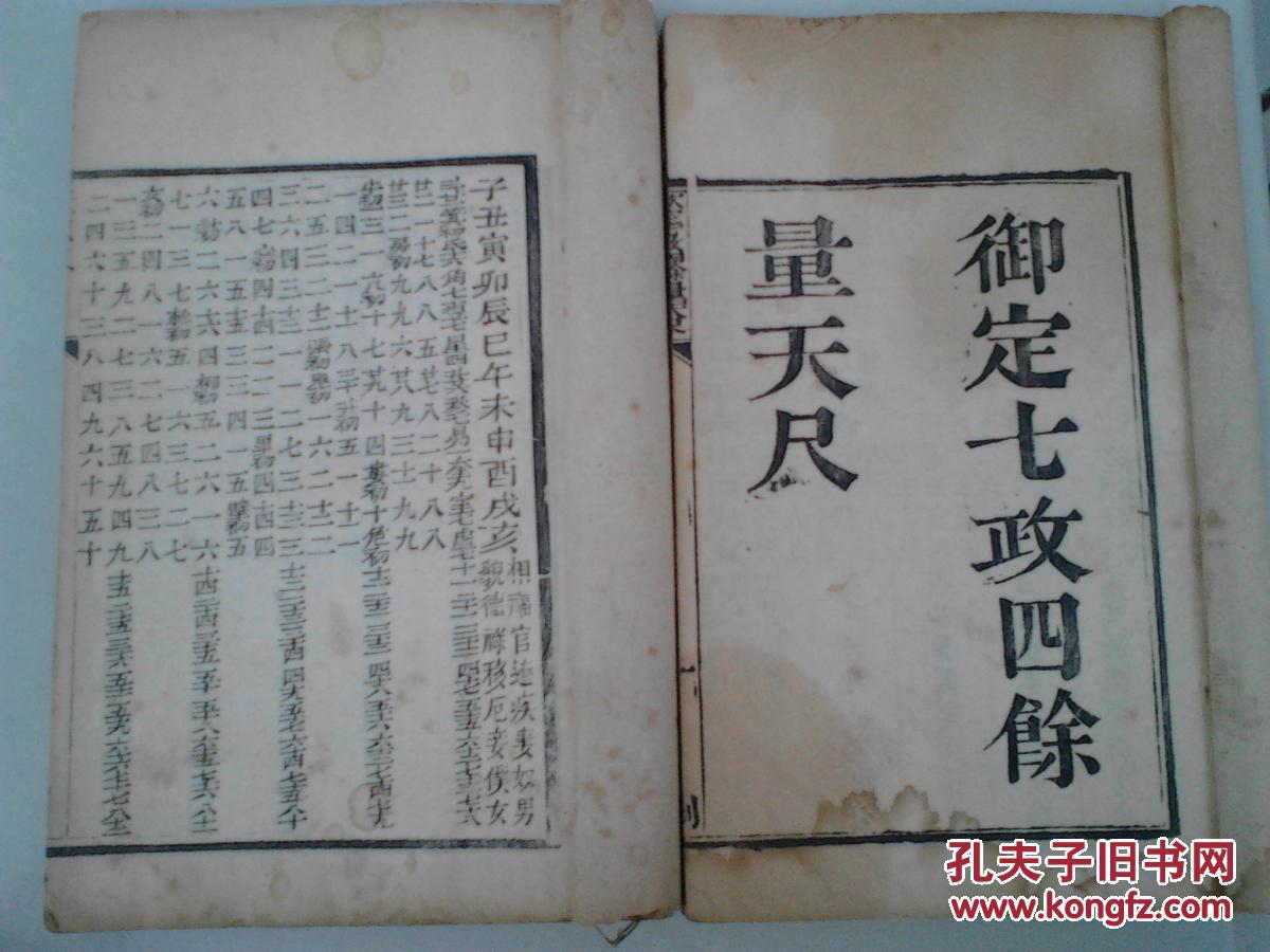 清《御定七政四余量天尺》三册.