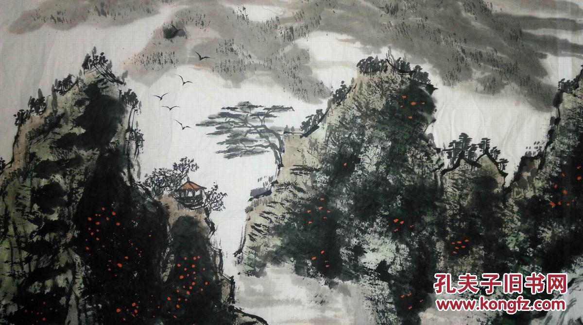 手绘真迹国画:李健山水画《天下情山2》(四尺)