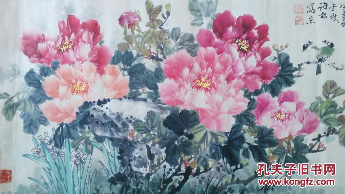 许柯3.6平尺牡丹花鸟托片