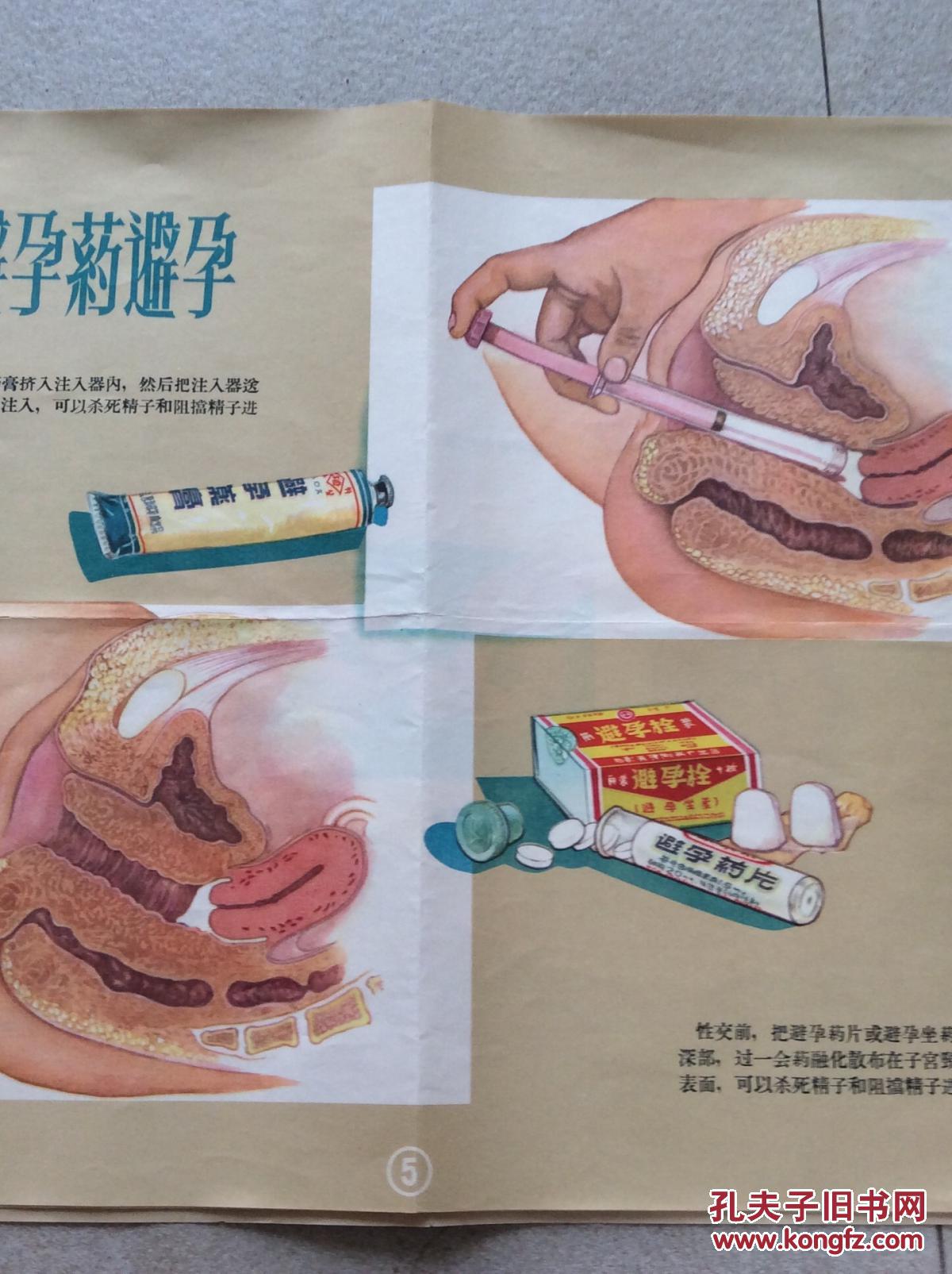 避孕方法介绍小型展览4开10张全彩色宣传画60年代版
